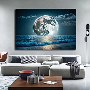 Okyanusta Yansıyan Dolunay Kanvas Tablosu, Dolunay Duvar Sanatı 70x100 cm