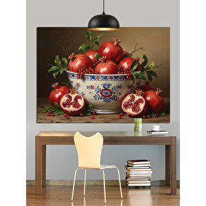 Kasede Kırmızı Nar Meyveleri Dekoratif Kanvas - Mdf Ahşap Tablo 35x50 cm