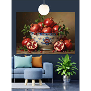 Kasede Kırmızı Nar Meyveleri Dekoratif Kanvas - Mdf Ahşap Tablo 35x50 cm