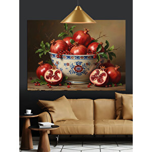 Kasede Kırmızı Nar Meyveleri Dekoratif Kanvas - Mdf Ahşap Tablo