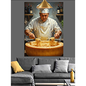 Usta Şef Makarna Dekoratif Kanvas - Mdf Ahşap Tablo 35x50 cm