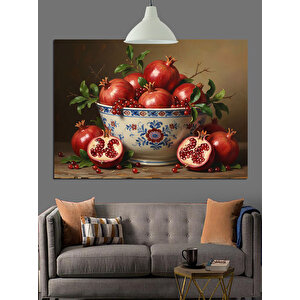 Kasede Kırmızı Nar Meyveleri Dekoratif Kanvas - Mdf Ahşap Tablo 25x35 cm