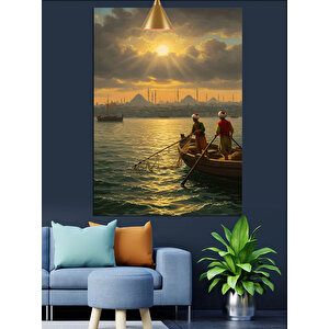 Osmanlı Gün Batımı Sandal Dekoratif Kanvas - Mdf Ahşap Tablo 25x35 cm