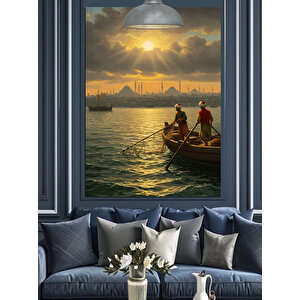 Osmanlı Gün Batımı Sandal Dekoratif Kanvas - Mdf Ahşap Tablo