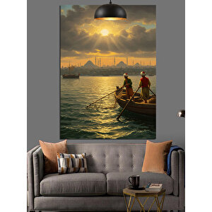 Osmanlı Gün Batımı Sandal Dekoratif Kanvas - Mdf Ahşap Tablo