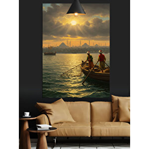 Osmanlı Gün Batımı Sandal Dekoratif Kanvas - Mdf Ahşap Tablo 70x100 cm