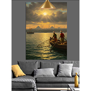 Osmanlı Gün Batımı Sandal Dekoratif Kanvas - Mdf Ahşap Tablo 70x100 cm