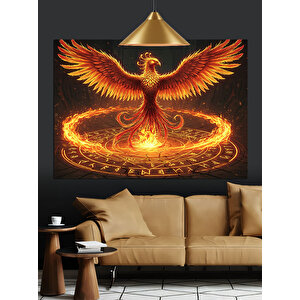 Alevli Anka Kuşu Dekoratif Kanvas - Mdf Ahşap Tablo 35x50 cm