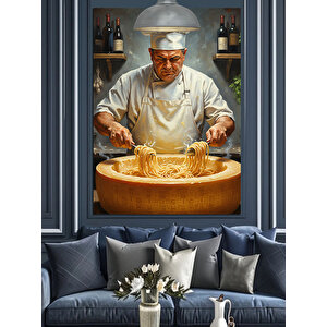 Usta Şef Makarna Dekoratif Kanvas - Mdf Ahşap Tablo 70x100 cm