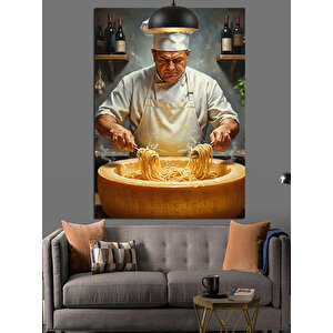 Usta Şef Makarna Dekoratif Kanvas - Mdf Ahşap Tablo