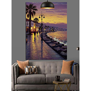 Gün Batımı Sahil Dekoratif Kanvas - Mdf Ahşap Tablo 25x35 cm