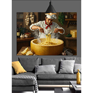 Makarna Şef Aşçı Dekoratif Kanvas - Mdf Ahşap Tablo