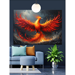 Alevler İçinde Anka Kuşu Dekoratif Kanvas - Mdf Ahşap Tablo