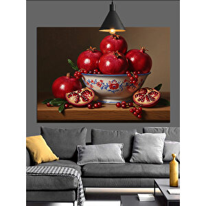Kasede Kırmızı Nar Meyveleri Dekoratif Kanvas - Mdf Ahşap Tablo 35x50 cm