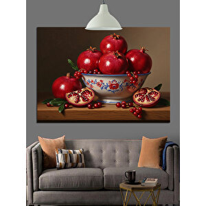Kasede Kırmızı Nar Meyveleri Dekoratif Kanvas - Mdf Ahşap Tablo 35x50 cm