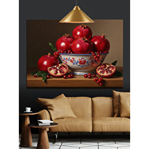 Kasede Kırmızı Nar Meyveleri Dekoratif Kanvas - Mdf Ahşap Tablo