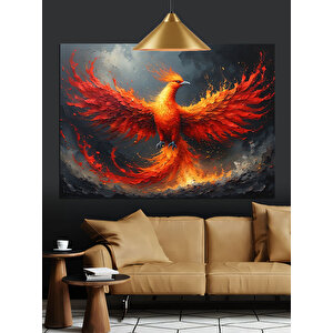 Alevler İçinde Anka Kuşu Dekoratif Kanvas - Mdf Ahşap Tablo