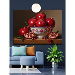 Kasede Kırmızı Nar Meyveleri Dekoratif Kanvas - Mdf Ahşap Tablo