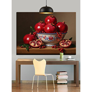 Kasede Kırmızı Nar Meyveleri Dekoratif Kanvas - Mdf Ahşap Tablo 50x70 cm