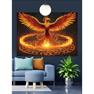 Alevli Anka Kuşu Dekoratif Kanvas - Mdf Ahşap Tablo 70x100 cm