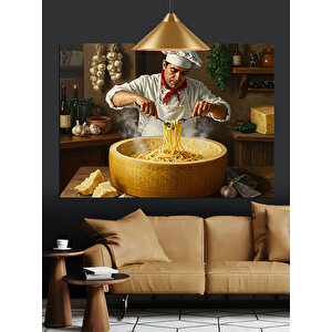 Makarna Şef Aşçı Dekoratif Kanvas - Mdf Ahşap Tablo