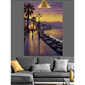 Gün Batımı Sahil Dekoratif Kanvas - Mdf Ahşap Tablo 70x100 cm