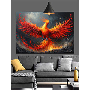 Alevler İçinde Anka Kuşu Dekoratif Kanvas - Mdf Ahşap Tablo 70x100 cm