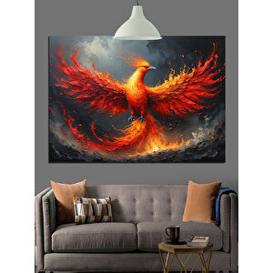 Alevler İçinde Anka Kuşu Dekoratif Kanvas - Mdf Ahşap Tablo 70x100 cm