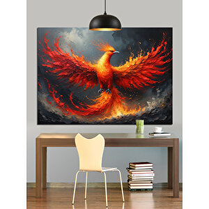 Alevler İçinde Anka Kuşu Dekoratif Kanvas - Mdf Ahşap Tablo 70x100 cm