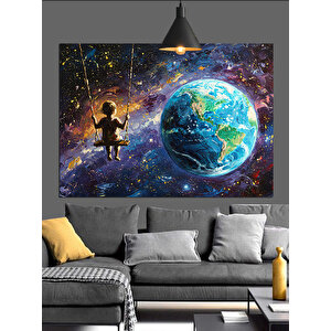 Salıncakta Dünya Çocuğu Dekoratif Kanvas - Mdf Ahşap Tablo