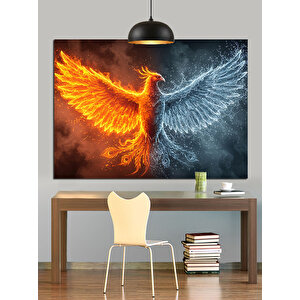 Alevler İçinde Anka Kuşu Dekoratif Kanvas - Mdf Ahşap Tablo 70x100 cm