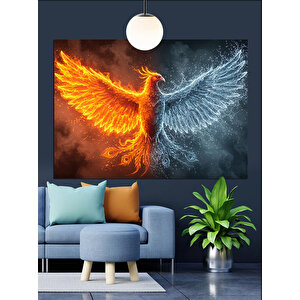 Alevler İçinde Anka Kuşu Dekoratif Kanvas - Mdf Ahşap Tablo 35x50 cm