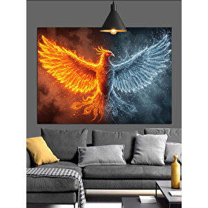 Alevler İçinde Anka Kuşu Dekoratif Kanvas - Mdf Ahşap Tablo