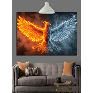 Alevler İçinde Anka Kuşu Dekoratif Kanvas - Mdf Ahşap Tablo 50x70 cm