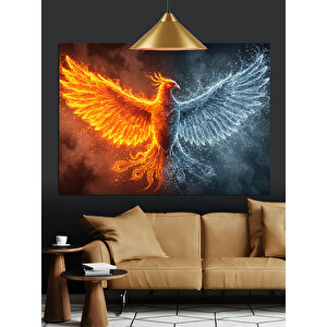 Alevler İçinde Anka Kuşu Dekoratif Kanvas - Mdf Ahşap Tablo