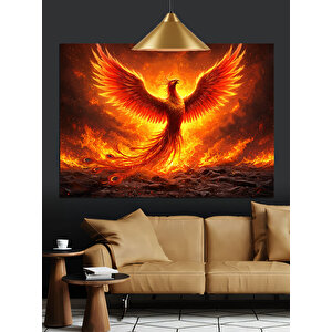 Alevler İçinde Anka Kuşu Dekoratif Kanvas - Mdf Ahşap Tablo