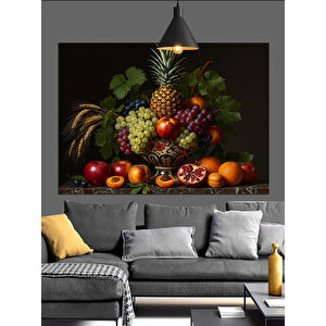 Karanlık Fon Üzerinde Meyveler Dekoratif Kanvas - Mdf Ahşap Tablo 35x50 cm