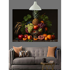 Karanlık Fon Üzerinde Meyveler Dekoratif Kanvas - Mdf Ahşap Tablo 35x50 cm