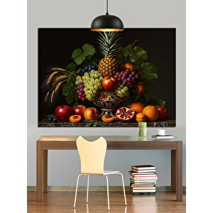 Karanlık Fon Üzerinde Meyveler Dekoratif Kanvas - Mdf Ahşap Tablo 35x50 cm