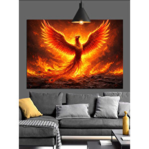 Alevler İçinde Anka Kuşu Dekoratif Kanvas - Mdf Ahşap Tablo 35x50 cm