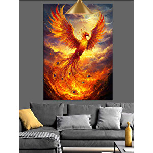 Alevli Anka Kuşu Dekoratif Kanvas - Mdf Ahşap Tablo 50x70 cm