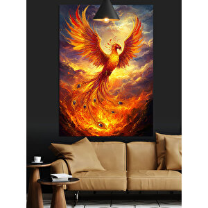 Alevli Anka Kuşu Dekoratif Kanvas - Mdf Ahşap Tablo