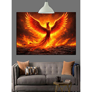 Alevler İçinde Anka Kuşu Dekoratif Kanvas - Mdf Ahşap Tablo 50x70 cm