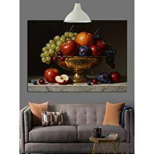 Meyve Dolu Bakır Kase Dekoratif Kanvas - Mdf Ahşap Tablo 35x50 cm