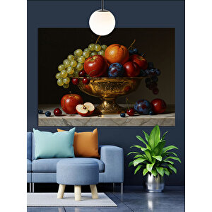 Meyve Dolu Bakır Kase Dekoratif Kanvas - Mdf Ahşap Tablo