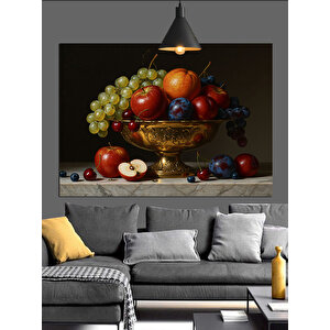 Meyve Dolu Bakır Kase Dekoratif Kanvas - Mdf Ahşap Tablo 70x100 cm