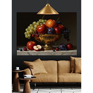 Meyve Dolu Bakır Kase Dekoratif Kanvas - Mdf Ahşap Tablo 50x70 cm