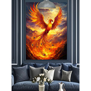 Alevli Anka Kuşu Dekoratif Kanvas - Mdf Ahşap Tablo 35x50 cm