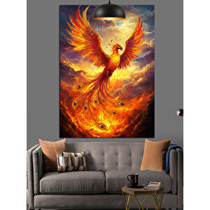 Alevli Anka Kuşu Dekoratif Kanvas - Mdf Ahşap Tablo 35x50 cm