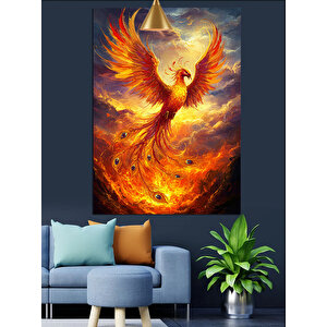 Alevli Anka Kuşu Dekoratif Kanvas - Mdf Ahşap Tablo